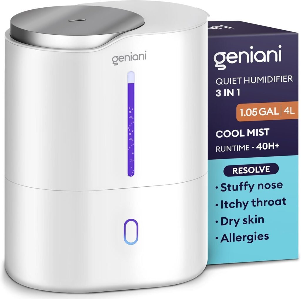 GENIANI Top Fill Cool Mist Humidifier & Essential Oil Diffuser