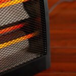 electric heater working in a room with copy space