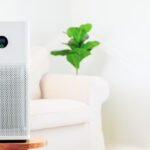 air purifier a living room, air cleaner removing fine dust in home
